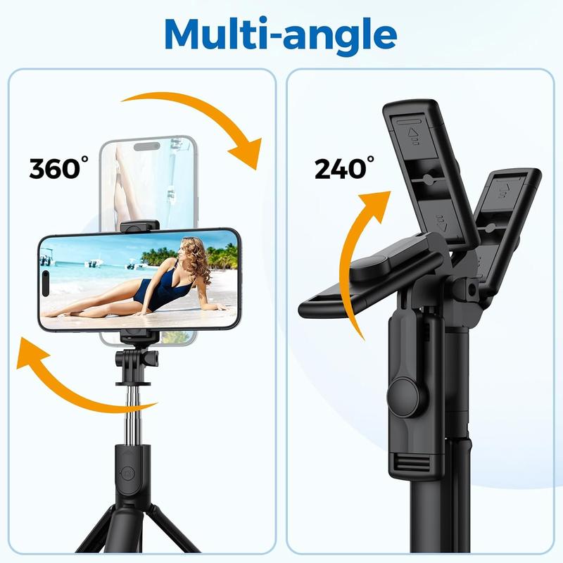 Selfie Stick Tripod, Retractable Selfie Stick Tripod with Wireless Remote Control, for Photograph, Live Streaming, Video Recording, Compatible with Android, iPhone and More