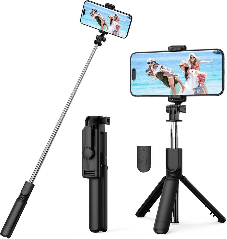 Selfie Stick Tripod, Retractable Selfie Stick Tripod with Wireless Remote Control, for Photograph, Live Streaming, Video Recording, Compatible with Android, iPhone and More