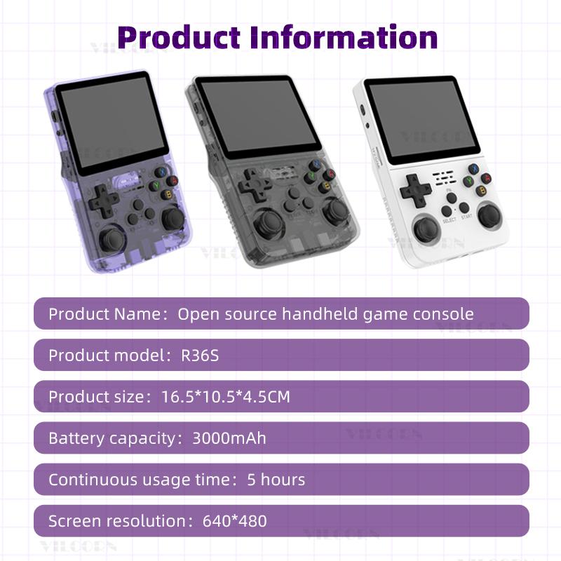 R36S Retro Handheld Video Game Console 21000+ Games Linux System 3.5 Inch IPS Screen 21000+ Games, 3000mAh, 20+ Mainstream Emulators Portable Pocket Video Player 128GB Game Boy Gift Compact Protection