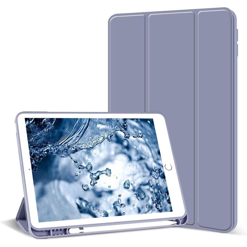 Case for iPad 6th Generation 2018 iPad 5th Generation 2017 9.7 inch, with Pencil Holder, Auto Sleep Wake, Soft TPU  Slim Lightweight Trifold Stand  Cover for iPad 9.7 6 5 - Purple