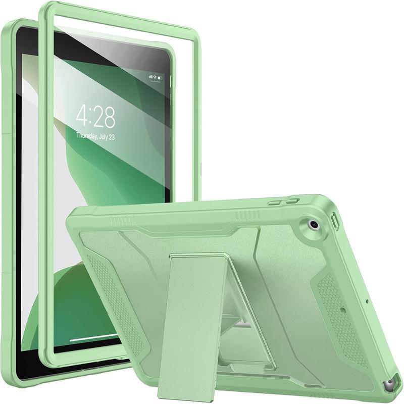 Soke Case For IPad 9Th 8Th 7Th Generation 10.2-Inch (2021 2020 2019 Release), With Built-In Screen Protector And Kickstand, Rugged Full Body Protective Cover For Apple IPad 10.2 Inch - Matcha Green