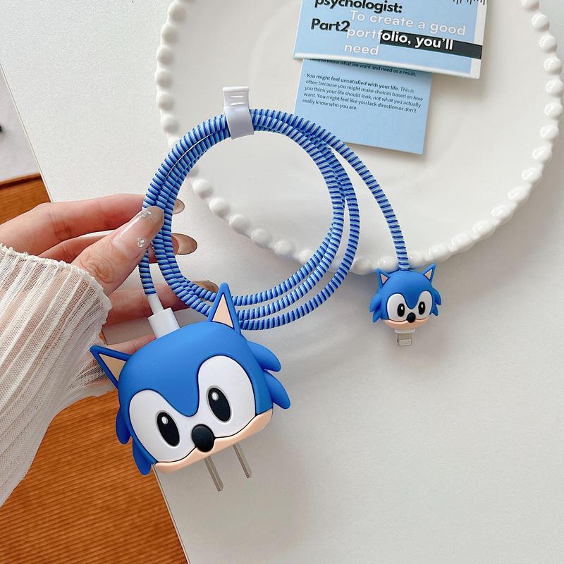 Cartoon Sonic Design Charging Cable Protector, Cute Creative Anti-breakage Charging Cable Protective Cover, Phone Accessories for iPhone & Android