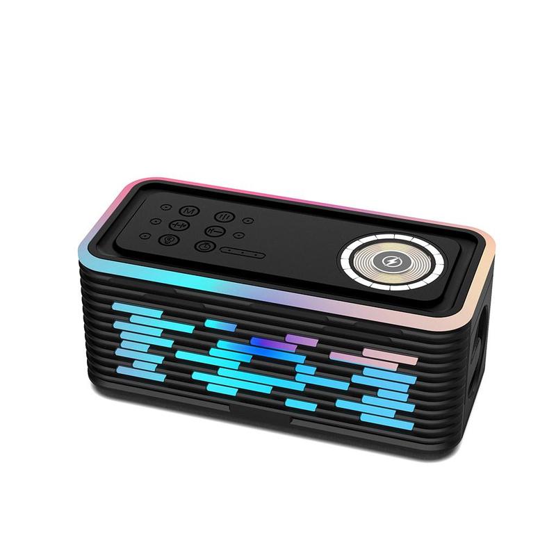 Multifunctional Wireless Speaker with Alarm Clock, USB Rechargeable BT Speaker with Wireless Charger, Sleep Sound Machine for Bedroom Relaxation & Sleep