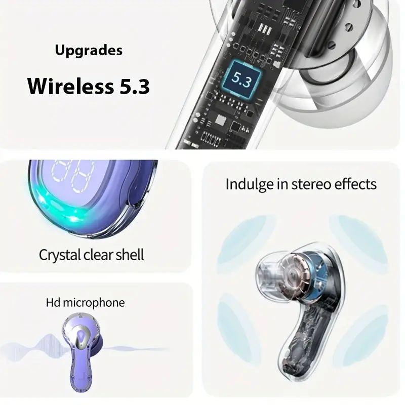 In-ear Design Wireless Earphone, HD Stereo Sound Wireless Earbuds with Digital Display Charging Case, Wireless Gaming Headphones for Running