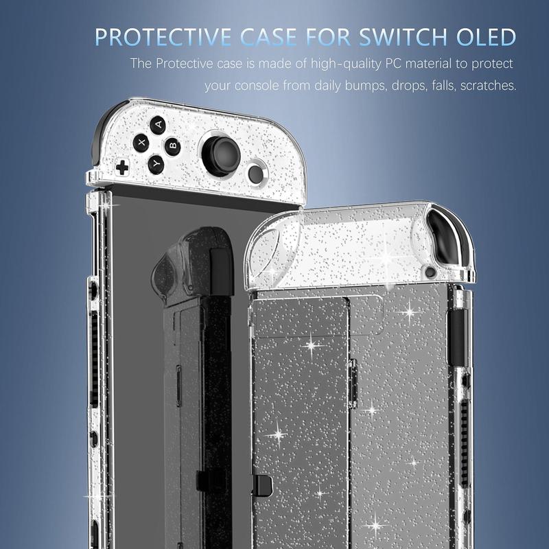 Glitter Game Console Protective Case, Game Accessories, PC Sparkle Protective Case, Shock-Absorption Anti-scratch Design Protective Case Compatible with Nintendo Switch