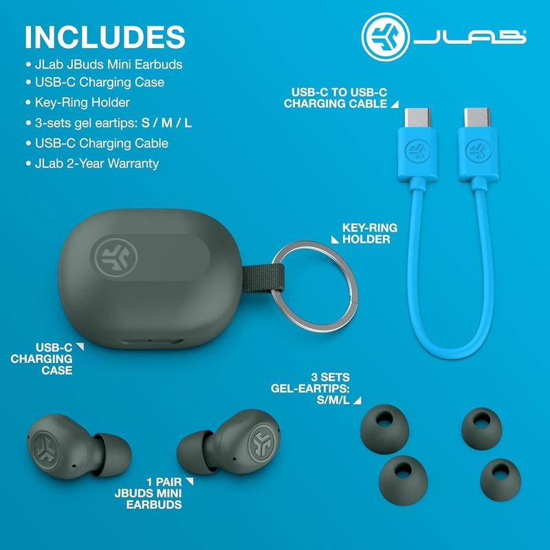 JLab JBuds Lux & Mini Sage Gift Set, Perfect Holiday Gift, Earbuds + Headphones,