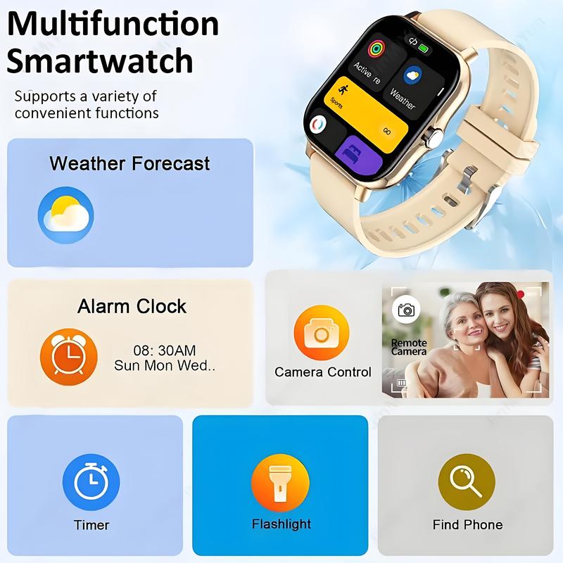 [Trustworthy] 1.83-Inch HD Full Screen Touch Screen Smart Watch, Suitable for Men and Women, 2024 Best-Selling, Call Answer, Step Counting, Calorie Tracking, Multiple Sport Mode, Call Reminder, Sitting Reminder, suitable for Android and iPhone, Rechargeab