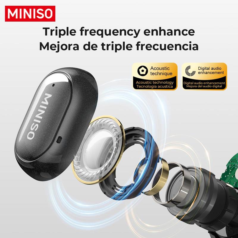 MINISO X30 AI Translation Open Ear Headphones, Wireless Headphones, Comfortable Wear Touch Control Headphones for Music, Work, and Study