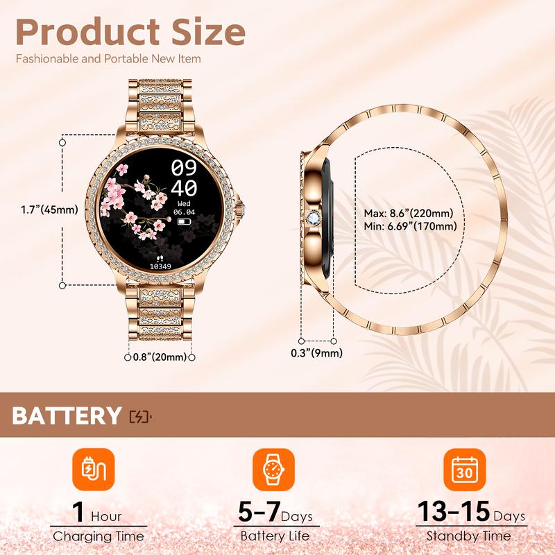 Women's Smart Watch (Answer Make Calls), 1.32-Inch Full Touch Color Screen,Watch IP67 Waterproof Smart Watch,Multiple Sport Modes,High Definition Speaker