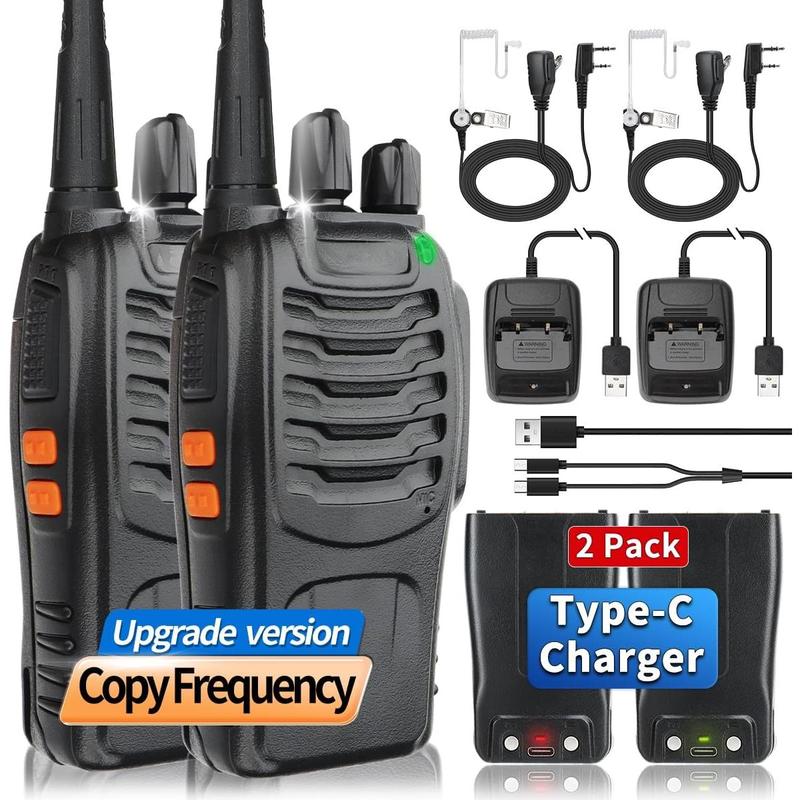 Walkie Talkies Long Range Walkie Talkie for Adults with Earpiece Mic Rechargeable 2 Way Radios Copy Frequency Handheld Two Way Radios Transceiver Walky Talky with USB Base Charger for Camping