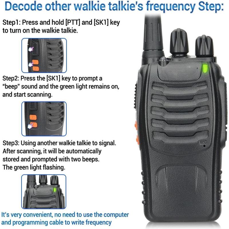 Walkie Talkies Long Range Walkie Talkie for Adults with Earpiece Mic Rechargeable 2 Way Radios Copy Frequency Handheld Two Way Radios Transceiver Walky Talky with USB Base Charger for Camping