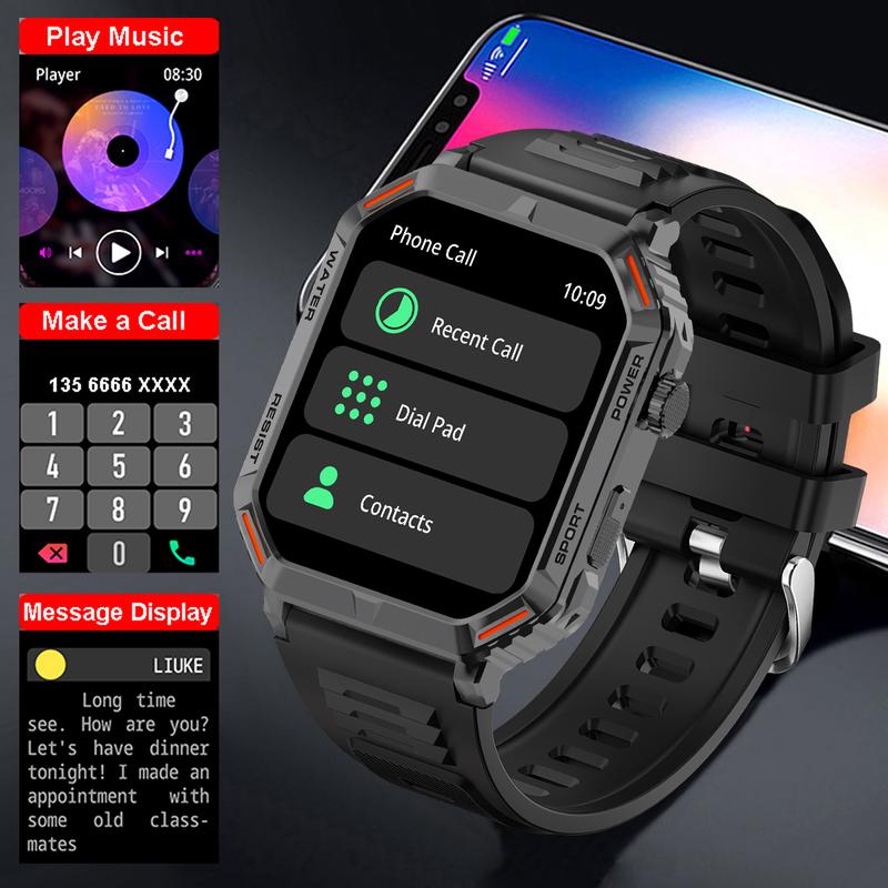 Smart Watch for  iPhone and Android, Multifunctional Smartwatch with Call Function, Fitness Watch with Multiple Sports Modes for men