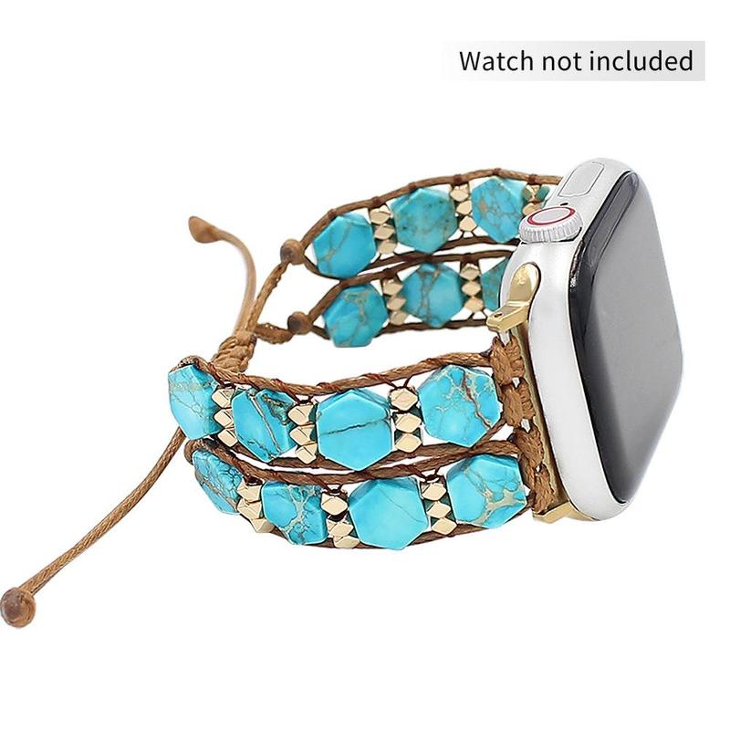 GIROUETTE Natural Stone Bead Watch Band, Fashionable Watch Band for Women, Wearable Accessories Compatible with Apple Watch Series 9 8 7 6 5 4 3 2