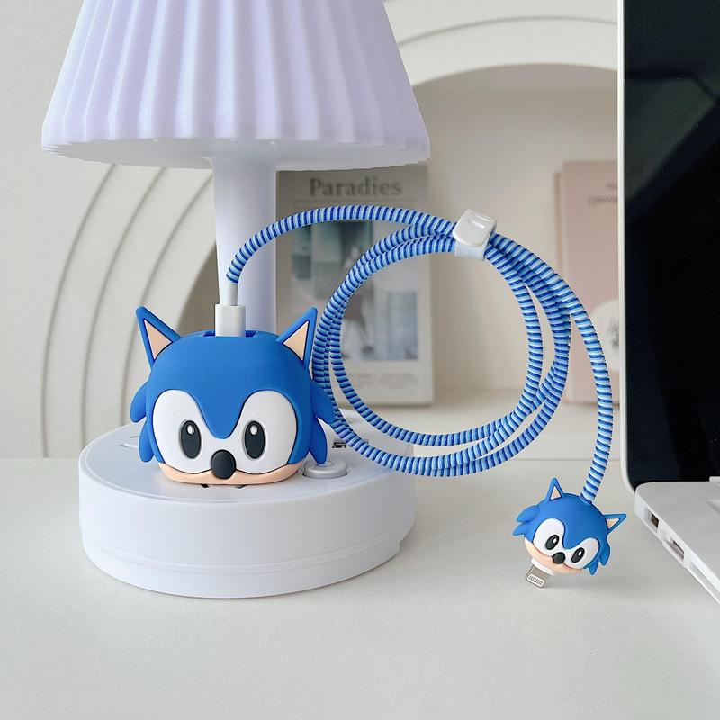 Cartoon Sonic Design Charging Cable Protector, Cute Creative Anti-breakage Charging Cable Protective Cover, Phone Accessories for iPhone & Android