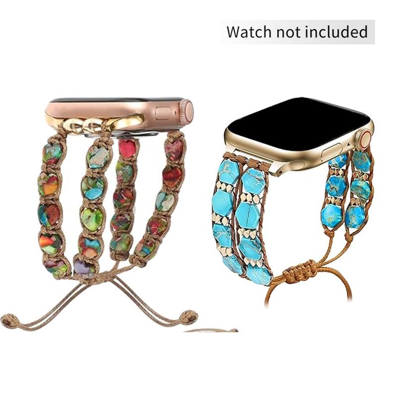 GIROUETTE Natural Stone Bead Watch Band, Fashionable Watch Band for Women, Wearable Accessories Compatible with Apple Watch Series 9 8 7 6 5 4 3 2