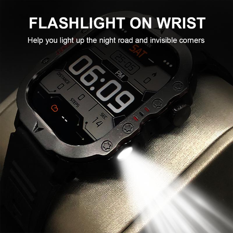 Outdoor Sports Digital Watch 2.01'' Smartphone Watch, Stylish Digital Watch with LED Lights and Outdoor Compass, Waterproof Men's Sports Watch, Wearables