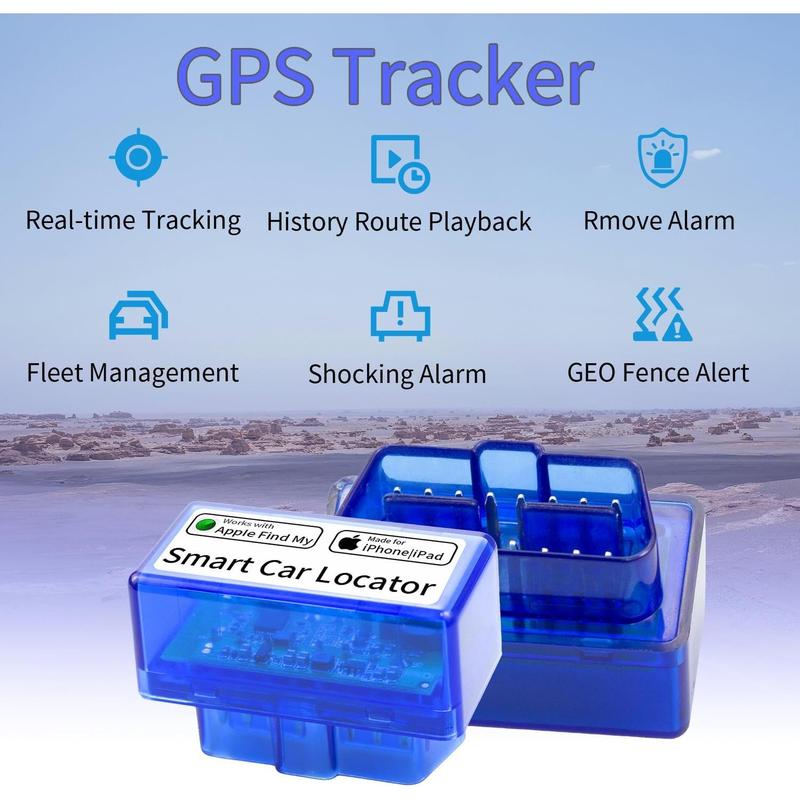 2 Real Time GPS car Tracker for Vehicles Tracking Device Car OBD Locator Works with Apple Find My APP Quick Installation Smart Tracker Anti-Lost Device Finder Position iOS Only