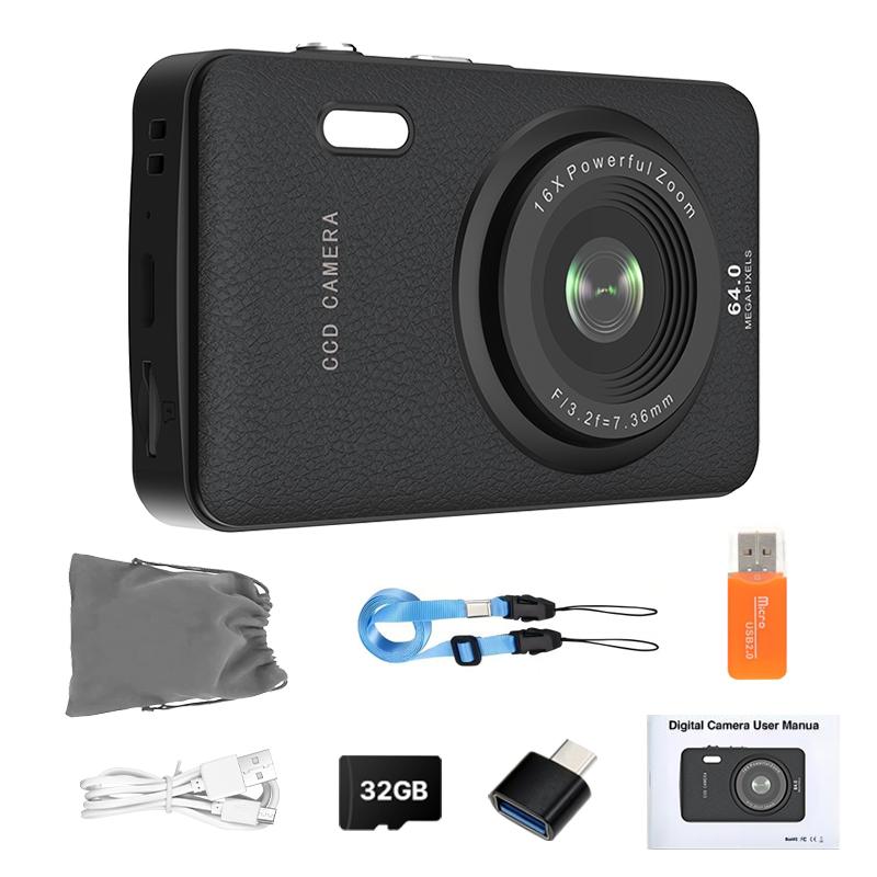 Mini Digital Camera, FHD 1080P Digital Auto focus Vlogging Camera, for video blogging, Image Stabilization, 16x Zoom, for Teenagers Beginners, 32g Memory Card, ldeal Gifts for Girl &BOY