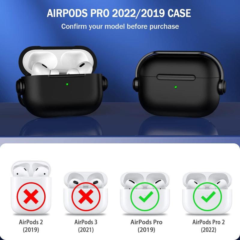 Earphone Case for Airpods Pro (2nd 1st Gen, 2023 2022 2019) with Secure Lock, Music Headset Earphone Protective Case Cover Compatible with Airpods Pro 2 Pro