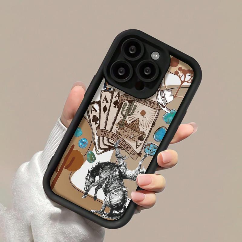 Western Cowboy Theme ​​Phone Cases, 1 Count Cell Phone Case for Apple Smartphone, Decorative Phone Protective Cover, Shockproof Phone Cases Compatible with iPhone 15 Pro Max Case iPhone 11 Cases iPhone 14 Pro Max Case iPhone 15 Cases iPhone 16 Series