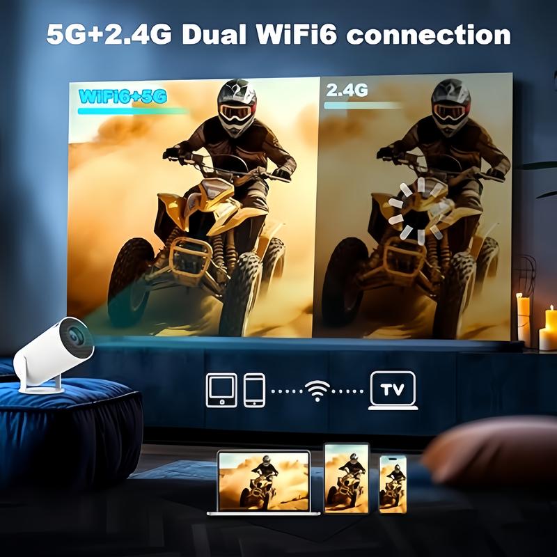 Mini Portable Projector Support 1080P Full HD,180° Rotatable with 2.4 5G WiFi,Wireless Remote Control Ringincluded,130