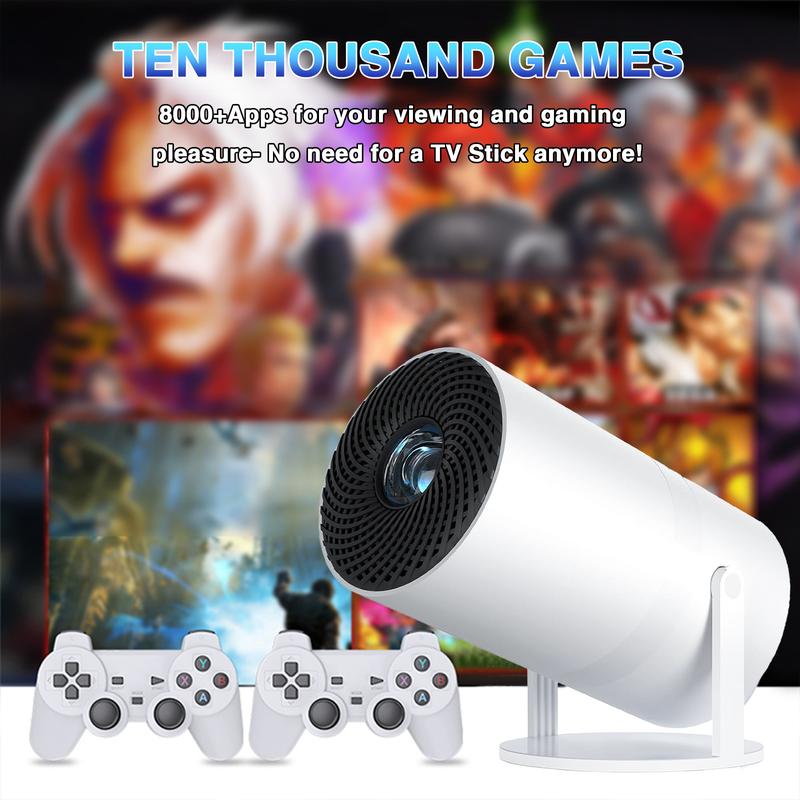 4K Game Projector with Two Game Consoles,Portable Projector WiFi6, Automatic Correction, 270° Rotatable Compatible with iPhone projector Audio cosy  projector portable projector