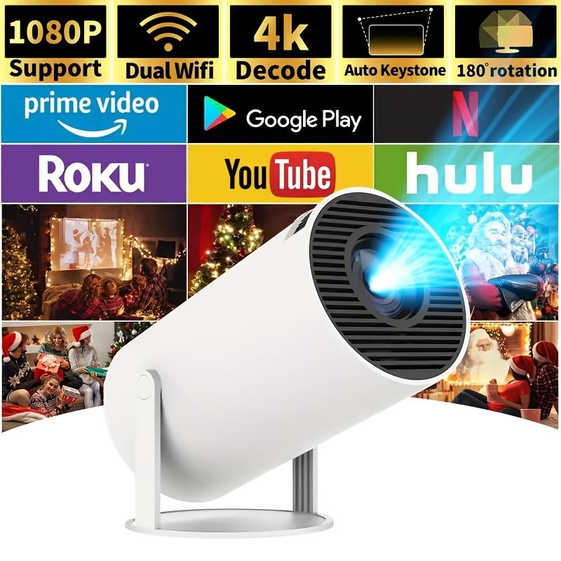 8000 Lumen 4K Mini Projector with Android 11, Portable, Full HD 1080P Support, 5G WiFi6 BT5.0, Auto Horizontal Correction, 180Rotatable for Outdoor Use with Phone TV Stick Laptop