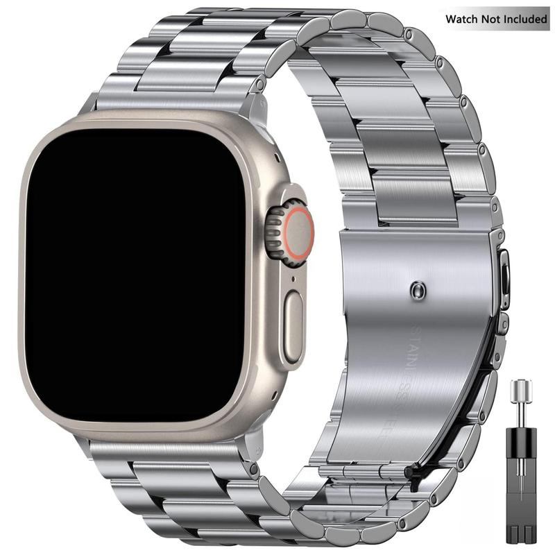 Stainless Steel Smart Watch Band (Band Only), Fashion Minimalistic Watch Band, Wearable Accessories Compatible with Apple Watch Series 9 Ultra 2 8 7 6 5 4 3 2 1 SE Series