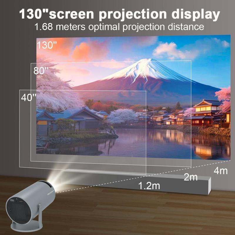 Portable 4K UHD Projector, 180° Rotatable WlFl6Bluetooth5.0 Projector, Multifunctional Projectorfor Home Theater, Outdoor, Presentations