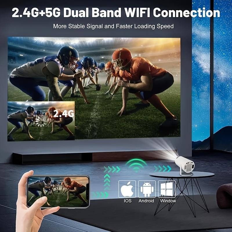 8000 Lumen 4K Mini Projector with Android 11, Portable, Full HD 1080P Support, 5G WiFi6 BT5.0, Auto Horizontal Correction, 180Rotatable for Outdoor Use with Phone TV Stick Laptop