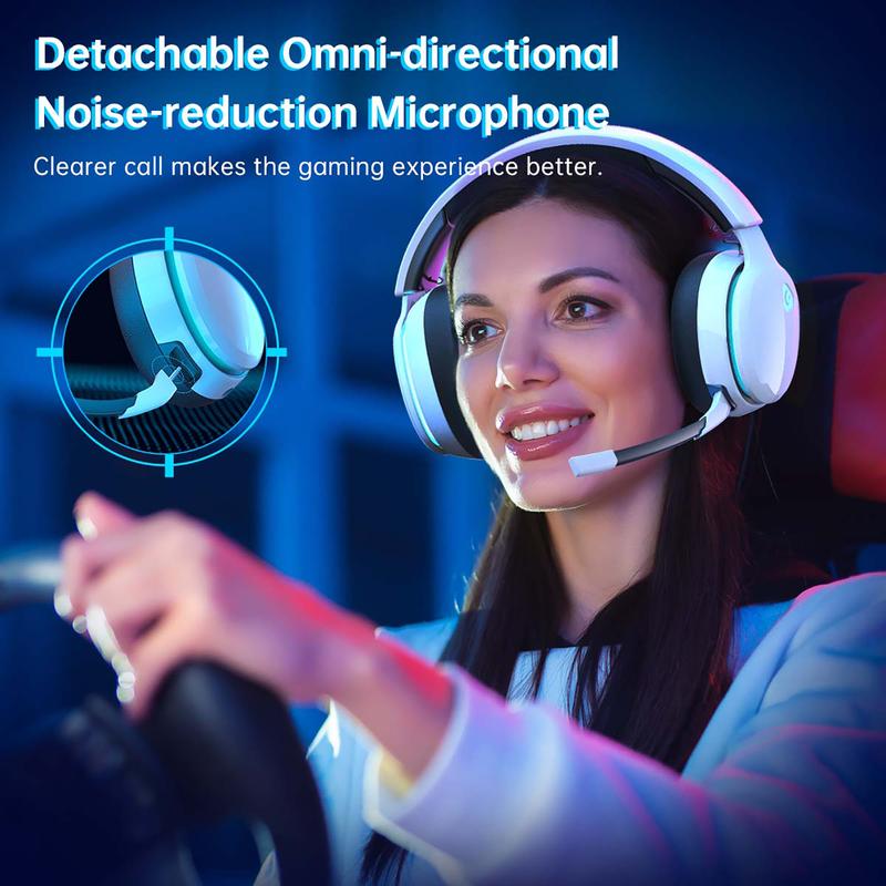 2.4GHz Wireless Gaming Headset for PS5, Xbox(Wired connection), PC, Nintendo, Detachable mic, Christmas Gifts, Call of Duty, Bluetooth 5.3, Earphones, Earbuds, Noise Canceling Mic, Lightweight