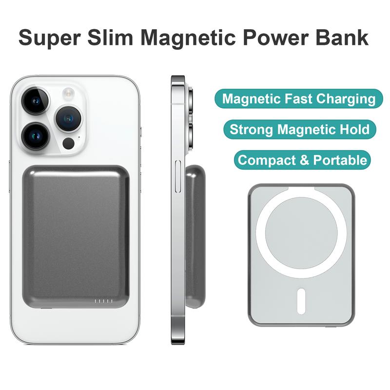 Super Slim Magnetic Wireless Power Bank,5000mAh Portable Charger 20W PD Fast Charging & Type-C Port,Magnetic Battery Pack Compatible with iPhone 16 15 15 Plus 15 Pro 15 Pro Max, iPhone 14 13 12 Series and more power bank