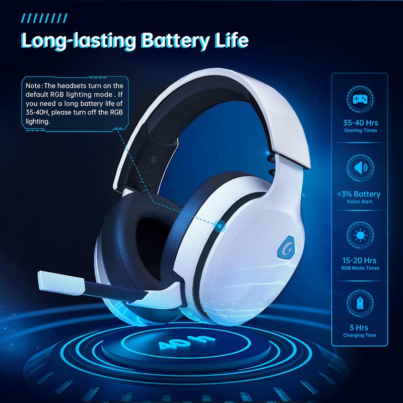 2.4GHz Wireless Gaming Headset for PS5, Xbox(Wired connection), PC, Nintendo, Detachable mic, Christmas Gifts, Call of Duty, Bluetooth 5.3, Earphones, Earbuds, Noise Canceling Mic, Lightweight