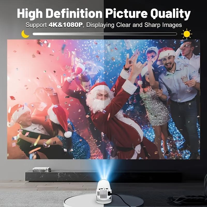 8000 Lumen 4K Mini Projector with Android 11, Portable, Full HD 1080P Support, 5G WiFi6 BT5.0, Auto Horizontal Correction, 180Rotatable for Outdoor Use with Phone TV Stick Laptop