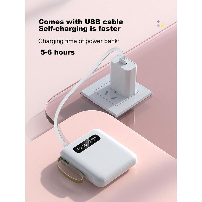 1Pc 10000mAh 10W Emergency Portable Power Bank, One Input And Three Charging Ports, Can Protect The Charger Output, Compatible With Type C Lightning Micro Charging Output