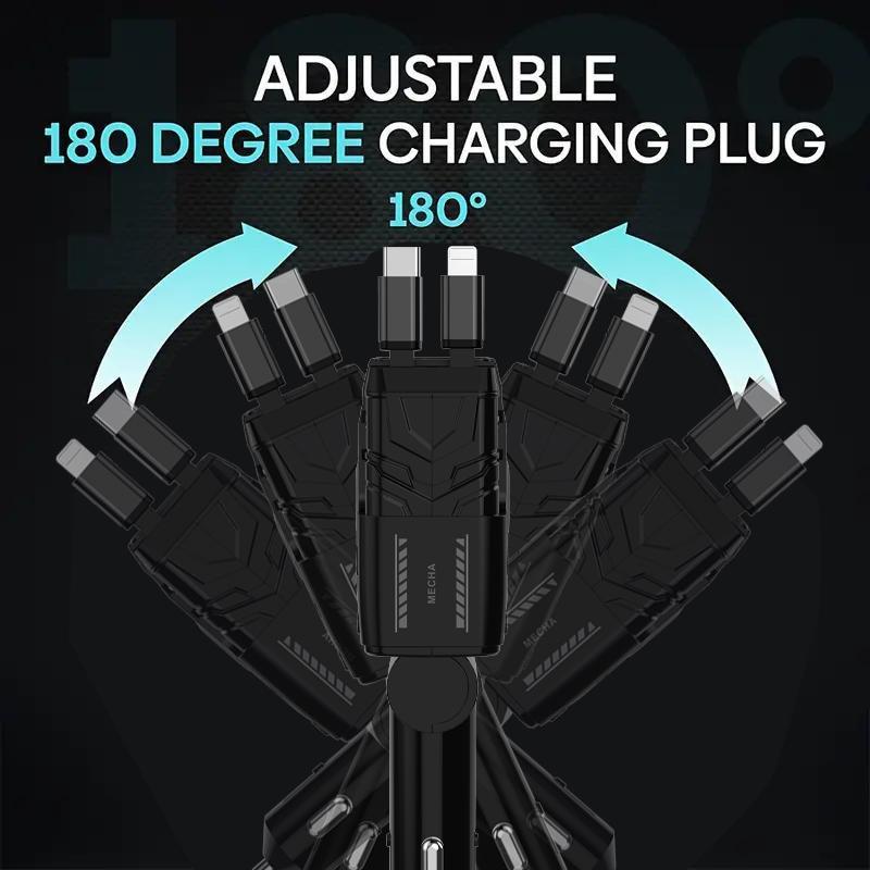 Retractable Car Charger 4 in 1 (Updated )USB C Fast Charging Adapter & Dual Charge Port, Lightning , Compatible with iPhone16-13 Pro Max Plus, iPad, AirPods, Samsung Galaxy S Smartphone Cellphone Electronic