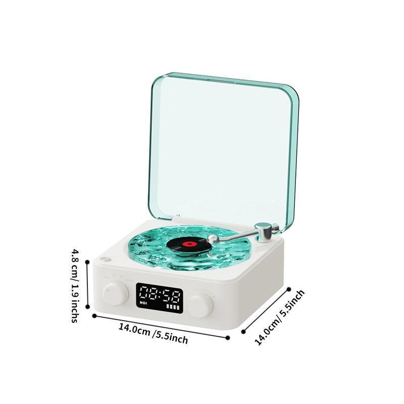 Record Player Shaped BT Speaker, USB Rechargeable Wireless Speaker, White Noise Speaker with LED Light, Portable Wireless Speaker for Home Office Sleep Use