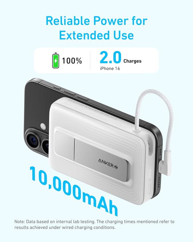 [Black Friday Deal] Anker Zolo Magnetic Power Bank, 10,000mAh Wireless with 30W Fast Charging with Built-in USB-C Cable and Adjustable Stand