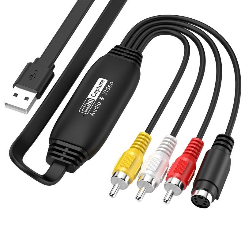 USB 2.0 Video Capture Card Device Converter, 1 Count Easy to Use Convert Analog to Digital Cable, RCA Male To USB Male Acquisition Cable