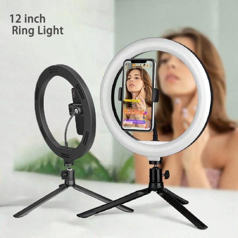 Selfie Ring Light, 26cm Selfie Fill Light Set with Tripod Stand & Phone Holder & Ball Head, Professional Selfie Ring Light for Phone, Tablet, Laptop, Video, Photography