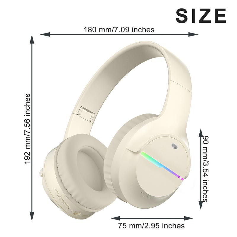 Kids Bluetooth Headphones, Kids Headphones Wireless with LED Light Up, Built-in Mic, Over-Ear Bluetooth 5.3 Headphones for School Travel iPad Tablet for 6-18 Years Boy Girl