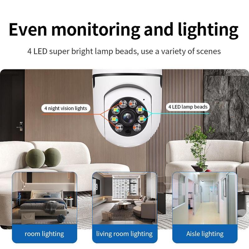 E27 Bulb Design Wireless Security Camera, 360 Degree Rotatable WiFi Home Security Camera, Wireless Outdoor Camera, Home Security Camera