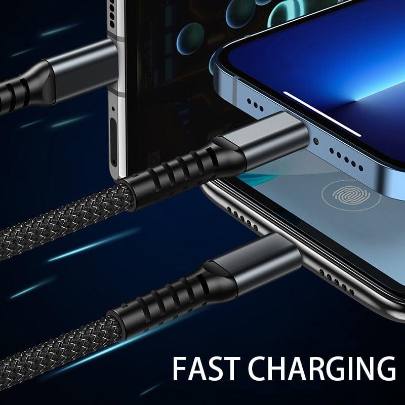 USB Cable Fast Charger, 100w Super Fast Charging Cable, Durable Nylon braiding,  Smartphone 4 in 1 charging cable for Type-C, iPhone, and Android Devices Cellphone Charging cables Electronic Plug