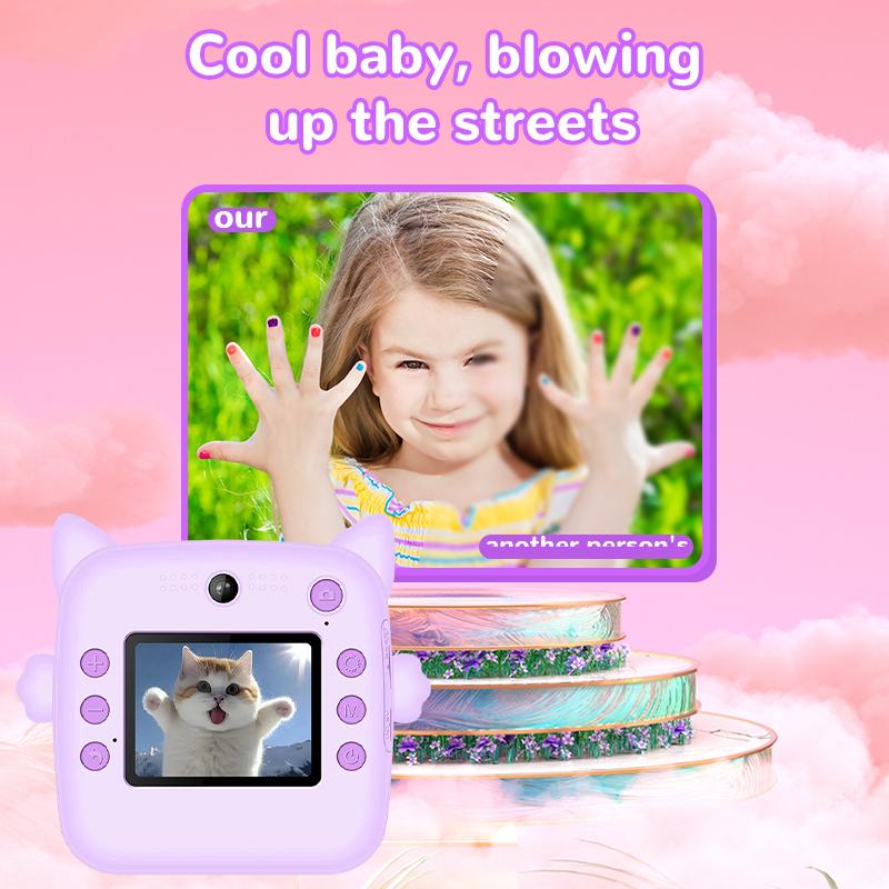 Kids Instant Camera, Christmas Birthday Gift for Girls Boys, Toddler HD Digital Camera, Portable Toys for 4 5 6 7 8 9 10 Years Old Girl