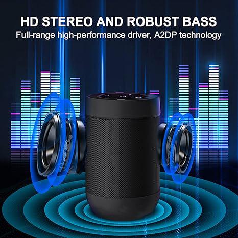 Bluetooth 5.3 Speaker, TWS Stereo Pairing, 360° HD Sound, IP65 Waterproof, Built-in Mic, TF Card Support, for Home, Party, Outdoor, Beach