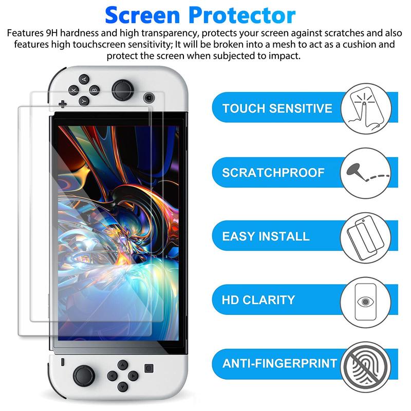 Carrying Case for Switch OLED with Screen Protector for switch OLED ,Portable Hard Shell Pouch Carrying Travel Game Bag for Switch OLED Holds 10 Game Cartridge