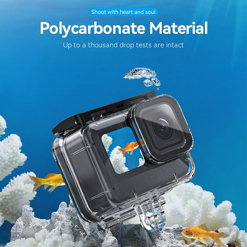 TELESIN Waterproof Case for GoPro Hero 13 12 11  10  9 Black, Underwater Dive Case Housing Shell Supports 60M 196FT Deep Diving Scuba Snorkeling with Bracket Screw GoPro Accessories