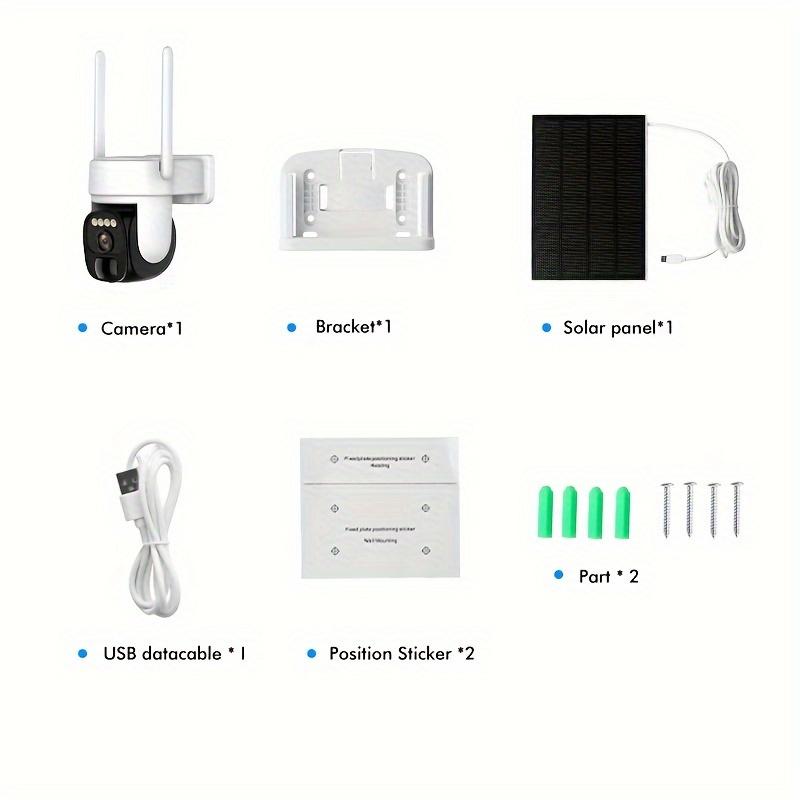 2pcs Wireless Outdoor Solar Security Camera, 2K 360° Panoramic Tilt Low Power WiFi Security Camera, 2.4GWiFi, Ptz With AI Motion Detection, Color Night Vision, Two-way Audio, Cloud Storage, Application Connectivity Waterproof