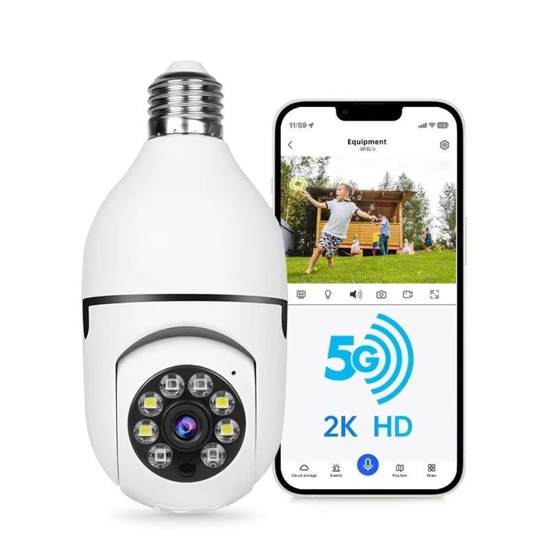 E27 Bulb Design Wireless Security Camera, 360 Degree Rotatable WiFi Home Security Camera, Wireless Outdoor Camera, Home Security Camera