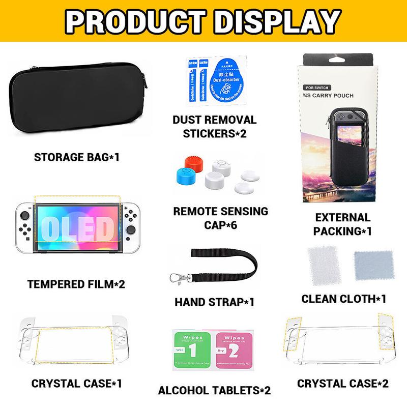 Carrying Case for Switch OLED with Screen Protector for switch OLED ,Portable Hard Shell Pouch Carrying Travel Game Bag for Switch OLED Holds 10 Game Cartridge